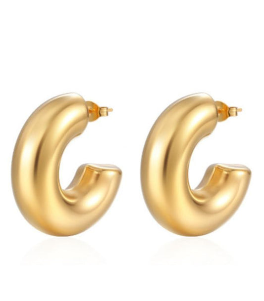 Golden chubby hoop earrings