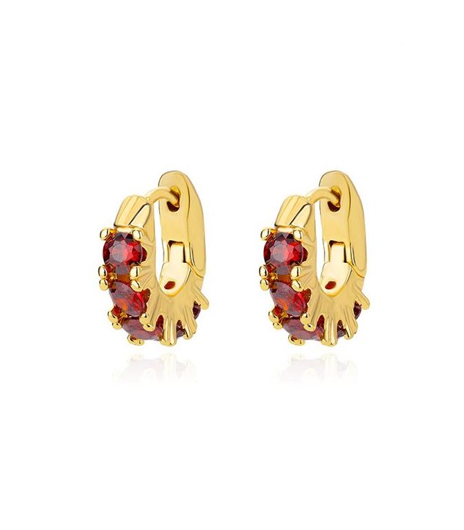 Pendientes aros circonitas rojas